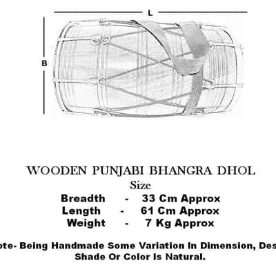 Naad Folk Musical Instrument Wedding Rosewood Sheesham Punjabi Bhangra Dhol With Bag 2022 Natural image 5