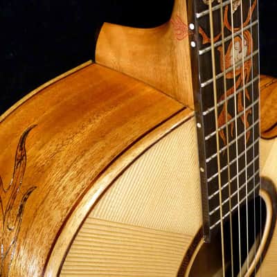 Acoustic Dreadnought Guitar Handmade by Blueberry Dragon Motif image 13