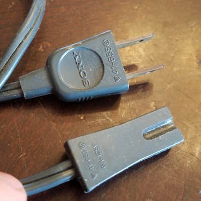 Sony Vintage unpolarized notched two pin power cord cable plug 41-637 41-658 1970s - grey image 3