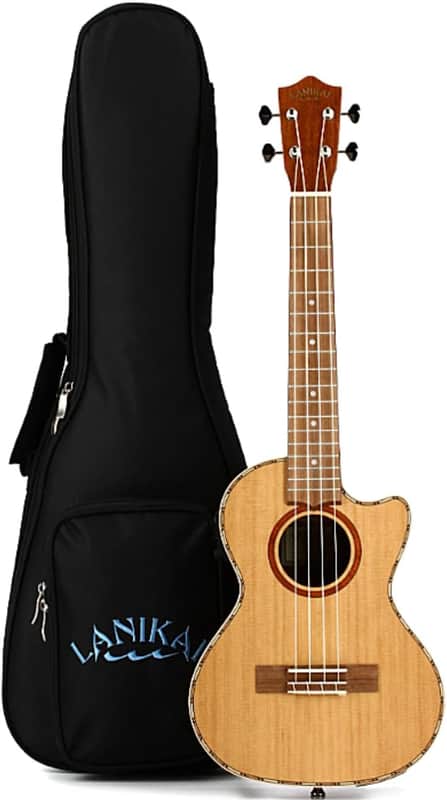 Lanikai CDST-CET Cedar Solid Top Cutaway Acoustic Electric Tenor Ukulele w/ Bag image 1