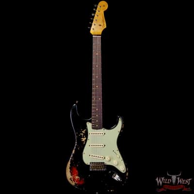 Fender Custom Shop 1960 Stratocaster Heavy Relic Aged Black over 3 Tone Sunburst 7.65 lbs image 3