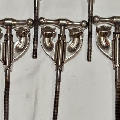 10 Vintage Slingerland Radio King Bass Drum Claws & T-Rods Nickel 40s 50s Complete Set image 4