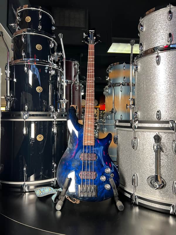Schecter Guitar Research Omen Elite 4 / Four String Electric Bass Guitar in See-Thru Blue Burst with Hardshell Case (RM 2) image 1