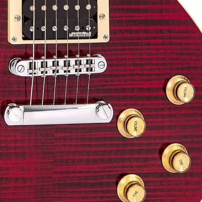 Vintage V100TWR Reissue Flamed Trans Wine Red image 3