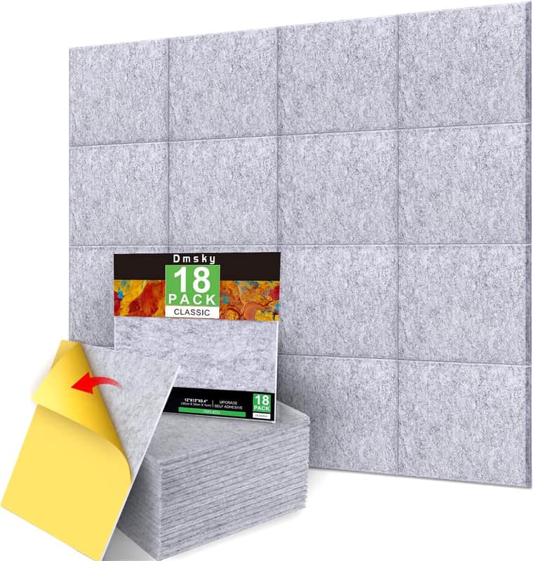 18 Pack Gray Acoustic Panels 12"X12"X 0.4" Soundproof Wall Panels Wall Decoration Sound Absorbing Panel High-Density Sound Deadening Panels Acoustic Treatment Panel For Home Studio image 1