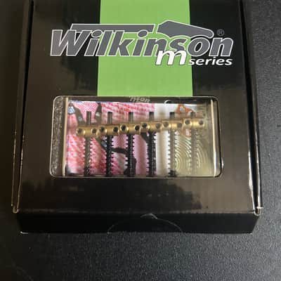 Wilkinson WOT02 54mm (2-1/8 inch) Vintage Telecaster Bridge Brass 6-Saddles for Fender Squier USA Import Tele TL Style Electric Guitar, Chrome image 1