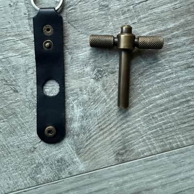 Hand Made Brass Drum Key W/ leather Holder image 1