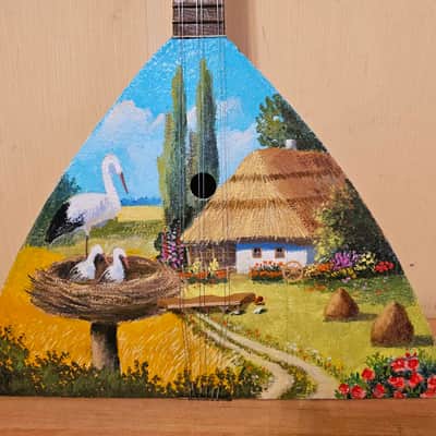 Balalayka Folk Instrument Hand Painted Ukrainian 6 String Village Balalaika image 2