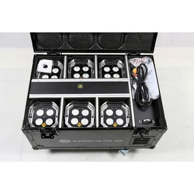 American DJ Element H6 6 pack battery powered pars with charge case and UCIR24 wireless remote Chrome Regular image 2