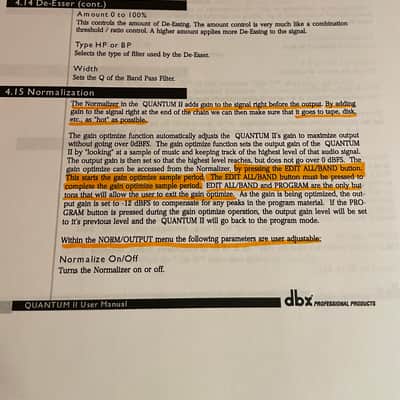 dbx Quantum Digital Mastering / Multi-Band Processer (with User Manual) image 19