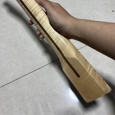 22 fret AAA flame Maple Electric Guitar neck natural gloss 25.5 in DIY parts image 5
