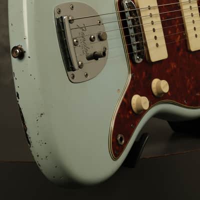 RARE custom color 1962 pre-CBS Fender Jazzmaster w/SLAB BOARD original SONIC BLUE over Sunburst image 10