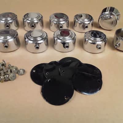 10 Pc. Chrome Double Sided Hayman/Camco Snare Drum Lugs Lot #2 + Gaskets & Screws (1 3/8" hole spacing) - *Very Rare to Find* image 1
