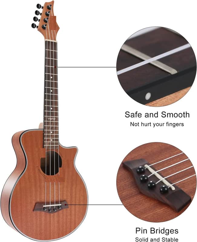 Ukulele Concert Ukelele Professional 23 Inch Uku Sapele Ukulele for Kids Adult Beginner Hawaiian Uke Comes with Starter Ukele Kit Include Gig Bag Tuner Strap Ukelel String Picks Clean Cloth image 1