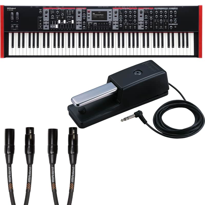 Roland V-STAGE 88 Professional 88-Key Stage Keyboard w/ DP-10 Sustain Pedal & BOSS XLR Cables image 1