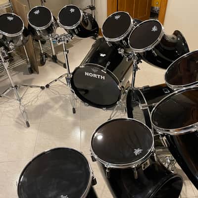 1970'S-1980'S RARE 12-PIECE NORTH DRUM SET, BLACK, EXCELLENT CONDITION!! image 13