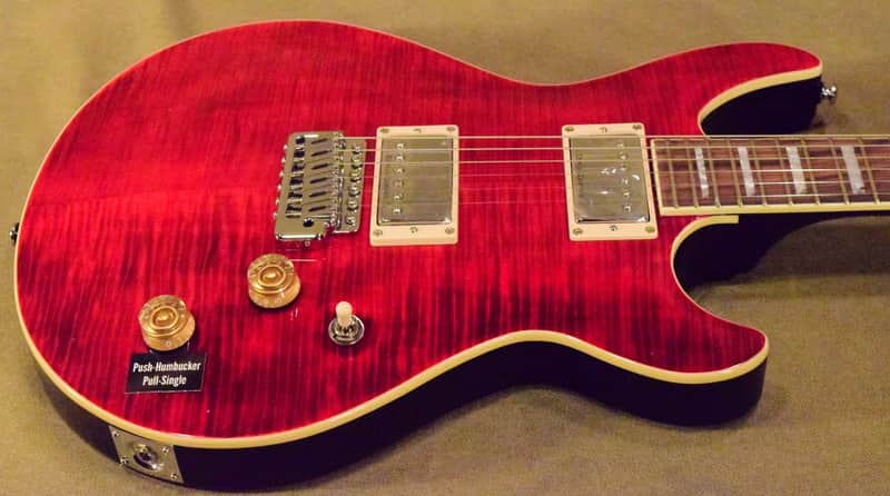 Cort M600 BC M Series Double Cutaway HH with Flame Maple Top Black Cherry image 1