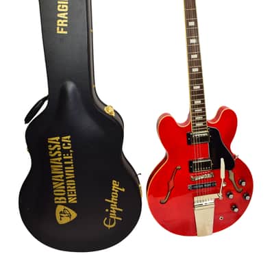 2022 Epiphone Artist Joe Bonamassa Signature 1962 Reissue ES-335 Electric Guitar, Cherry w/ Case - Previously Owned image 1