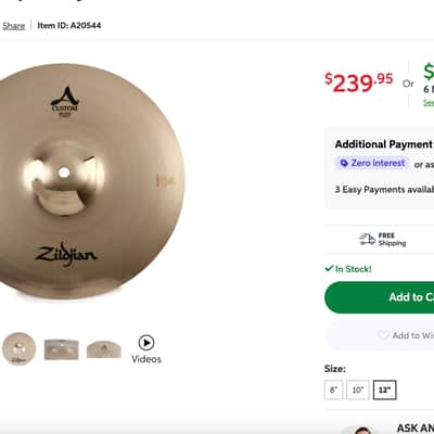 Zildjian A custom 12" Splash - Briliant image 5