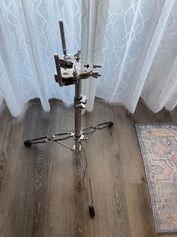 DW DWCP9900 9000 Series Heavy Duty Double-Braced Dual Tom Stand 2010s - Chrome image 1