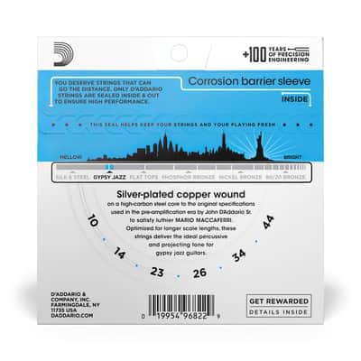 3 Sets D'Addario EJ84L Gypsy Jazz Acoustic Guitar Strings  Django Loop End Light 10-44 image 2