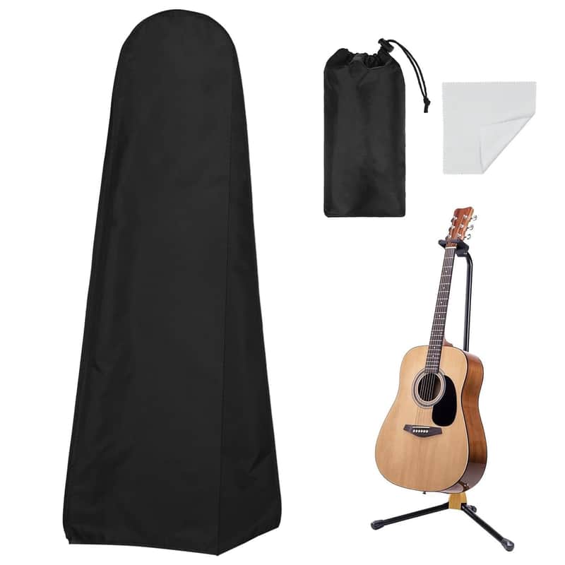 Guitar Dust Cover Protective and Storage for Acoustic Electric and Bass Guitars from Sun Dust Dirt UV Rays Moisture Water Resistant Oxford Fabrics 19.7"L x 5"W x 47"H Black image 1