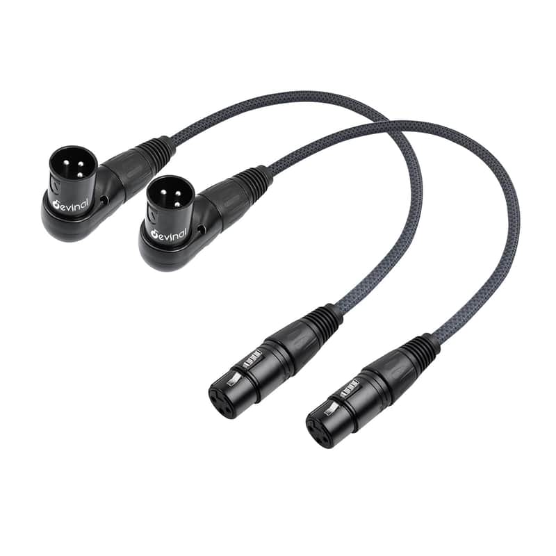 Right Angle Xlr Cable, Adjustable-Angle Male Xlr To Straight Female Xlr Microphone Mic Cable Cord, 90 Degree Xlr Male To Straight Xlr Adapter For Sound Devices Mixer Recorder, 1 Ft image 1