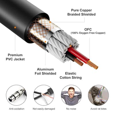 6 Pack 6FT XLR Cables, XLR Microphone Cable Oxygen-Free Copper (OFC) Noise Free XLR Cable 3-pin Male to Female Balanced Shielded for Speaker Audio Mixer, Metal SR Corlorful image 5