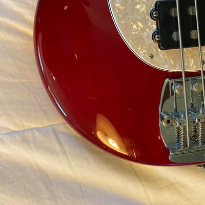 1988 Erine Ball Music Man Stingray Bass 1988 - Translucent Red - 4-Bolt, 2-Band EQ (with Extras!) image 6