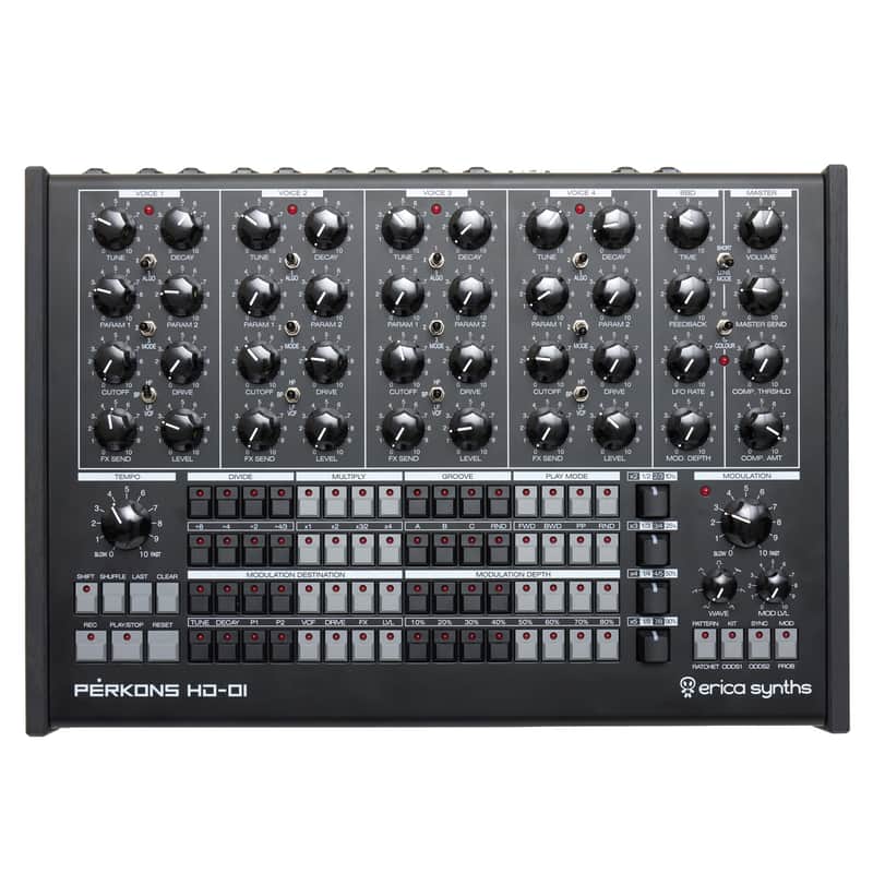 Erica Synths PĒRKONS HD-01 Drum Machine Synthesizer - Black image 1