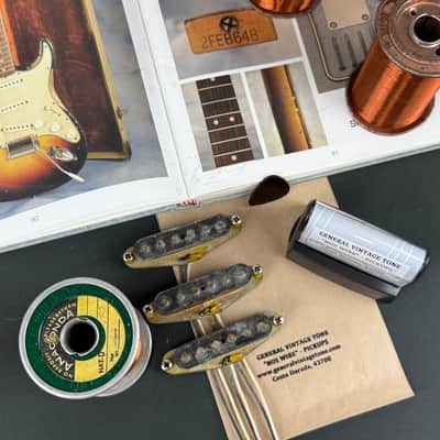 GVT “ NOS Wire “ Handwound Pickups for Stratocaster ®️ Original Pre CBS  1955 Magnet Wire Ltd. Ed. Anaconda Heavy formvar 1964. image 4