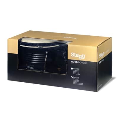 Stagg Latin Wood Bongo Set, Black BW-200-BK image 2