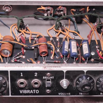 Fender Tremolux 2-Channel 35-Watt 2x10" Piggyback Guitar Amp 1963 - 1965 - Black Panel image 14