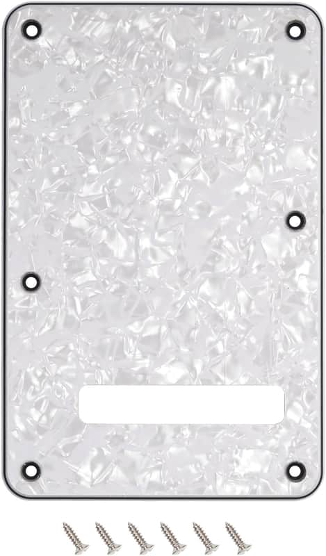 Strat Backplate Cavity Cover 4 Ply 6-Hole Trem Tremolo Cover Backplate for USA/Mexican Fender Standard Stratocaster Strat ST JT/HGB-01 Off-White Pearl image 1