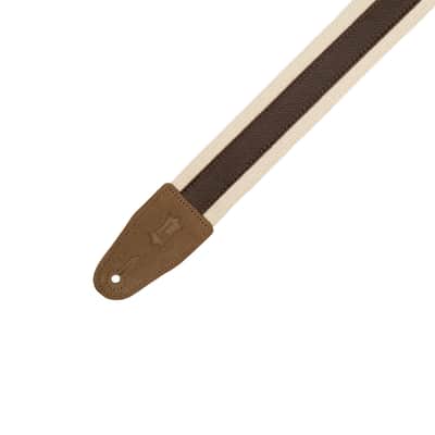 Levy's MC2CG 2-inch Cotton Combo Guitar Strap – Dark Brown Leather on Natural Cotton image 2