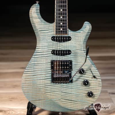Knaggs Severn T1 Flame Maple Top HSS Trem Ebony Board Bare Knuckle Fralin – Blue image 2