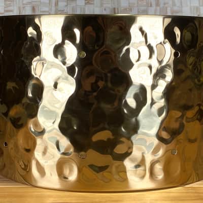 Hammered Brass 8x14 Snare Drum Shell Predrilled 4.5" image 1