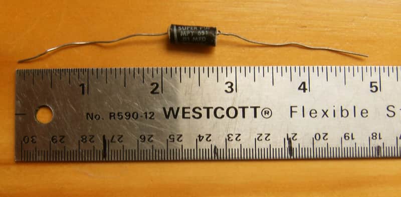 CDE Super Pup Vintage .01 MFD x 600 V.D.C. Capacitor  Black image 1