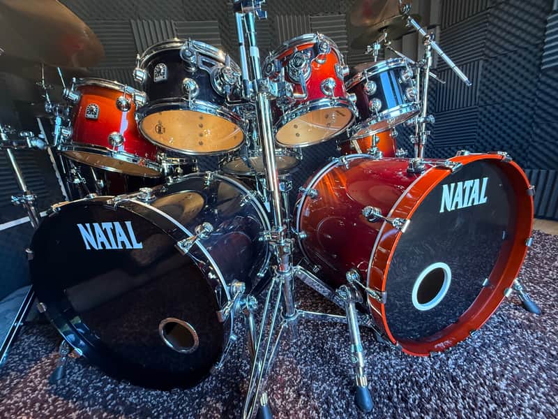 NATAL LARGE DRUM KIT. 12 DRUMS IN ALL. 7 CYMBALS image 1