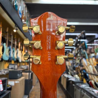 Gretsch Electromatic LTD Flame Okoume Broadkaster Semi-Hollow Electric Guitar with Bigsby Roundup Orange Stain image 8