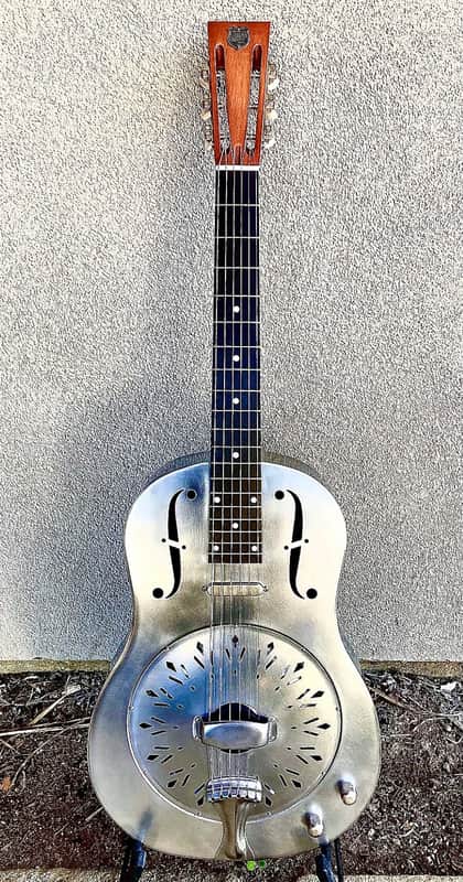 2023 National Resophonic Raw Steel, 12 fret w/Lollar Tele-Pickup. Previously artist owned. image 1
