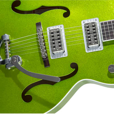 Gretsch G6120T-HR Brian Setzer Sig Hot Rod Hollow Body with Bigsby Rosewood FB Extreme Coolant Green Sparkle with Bag image 5
