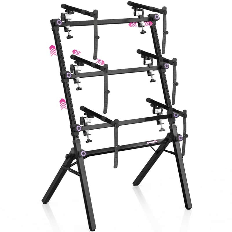 Liquid Stands 3-Tier Adjustable Keyboard and Synth Stand – Professional Stand for Keyboards, Mixers, Synths, and Laptops image 1