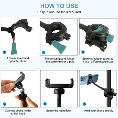Mic Stand Phone Holder, Flexible Phone Holder for Microphone Stand, Adjustable iPhone Mic Stand Holder, Music Stand Phone Holder image 3