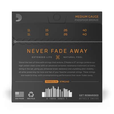 D'Addario XT Phosphor Bronze 11-40 Acoustic Mandolin Strings image 3