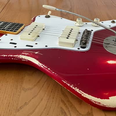 Fender MIJ JM66B Jazzmaster 1990's Candy Apple Red Nitro Relic Duncan Antiquities Spitfire Wide Bevel Pickguard image 7