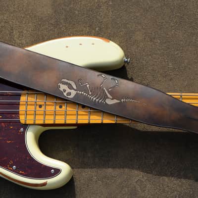 Burny Black Custom Guitar Strap For Acoustic or Electric Guitars - tyrannosaurus made to order - oil made to order - oil image 7