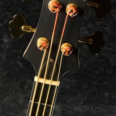 Nik Huber Rietbergen Bass w/Flame Maple Neck,Gold Hardware,Wood Knob -Worn Onyx Black- image 5