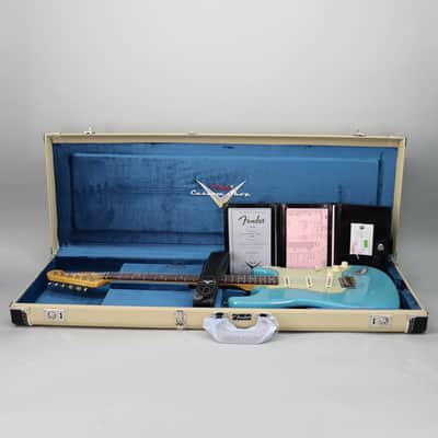 Fender Custom Shop Detroit Guitar Dealer Select '62 Strat Relic Faded Aged Taos Turquoise image 10