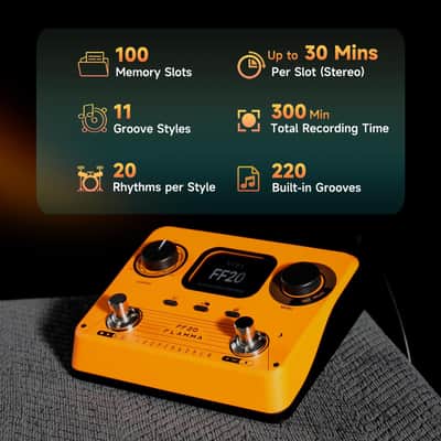 FLAMMA FF20 Stereo Looper Drum Machine with US Power Supply - Orange image 2